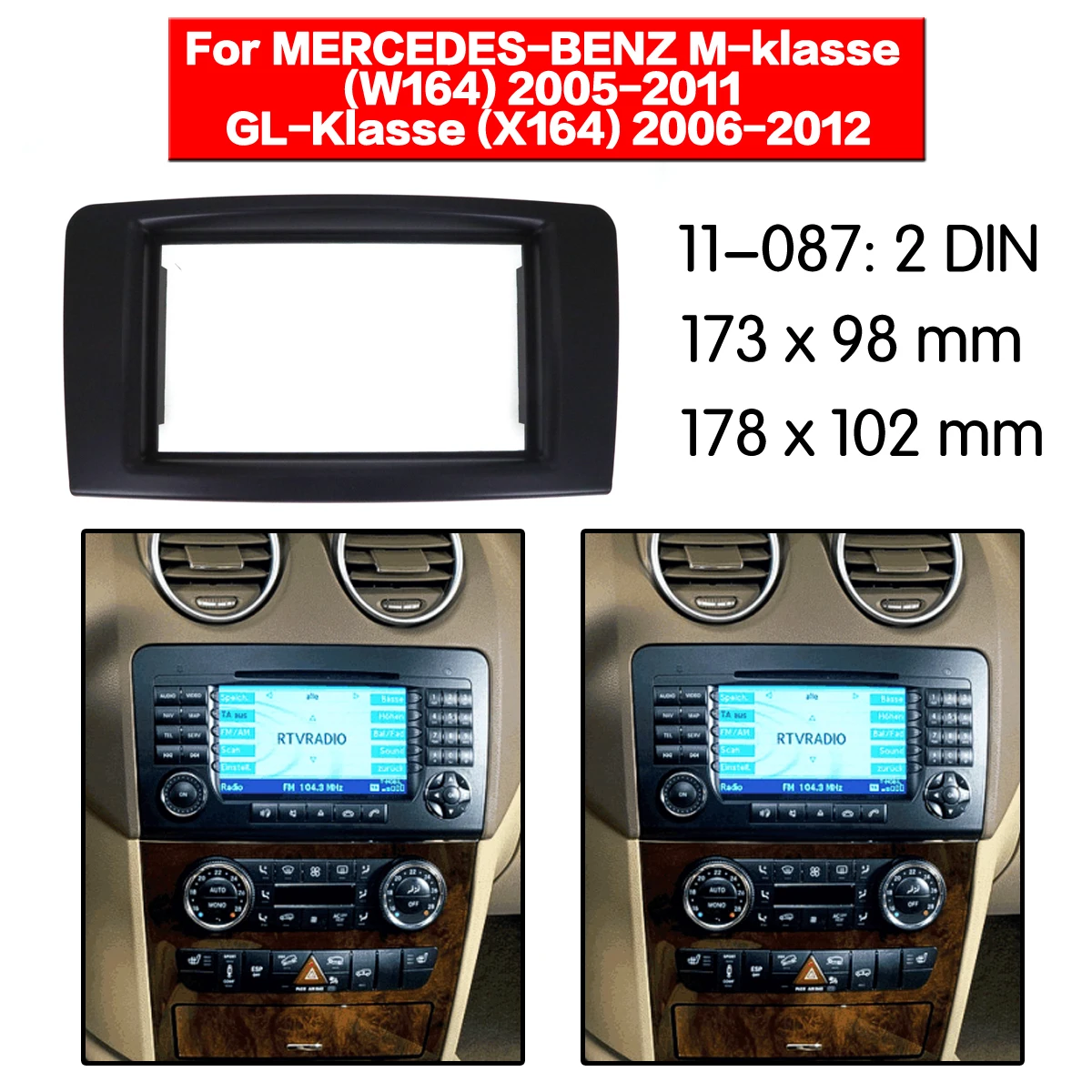 Радиорамка для MERCEDES-BENZ M-klasse(W164) 2005-2011 GL-Klasse(X164) 2006-2012 монтажная рама