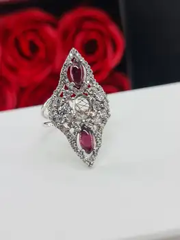 

Ring in sterling silver with HT quartz & cubic zirconia родированное