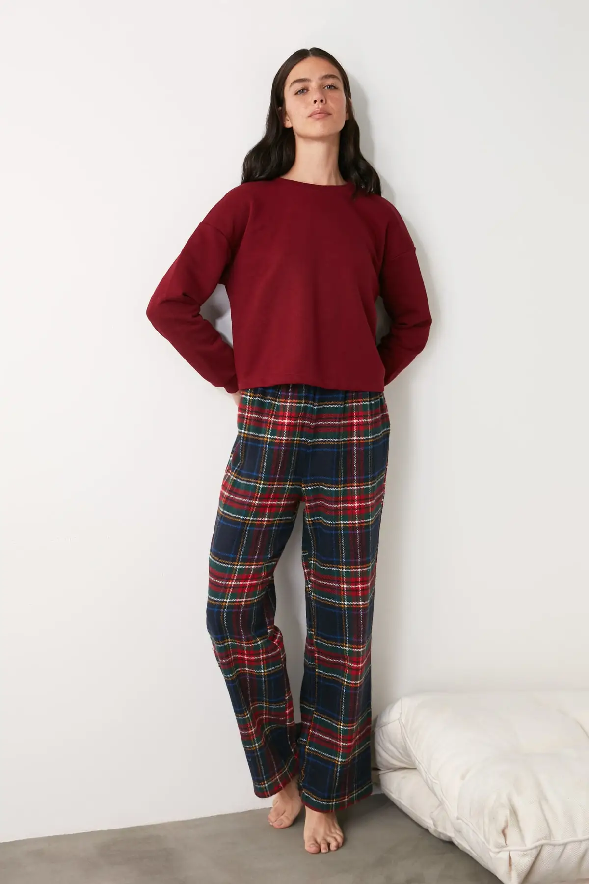 Trendyol Plaid Woven Sleepwear Six THMAW21PJ0026Pajama Sets AliExpress