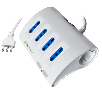 

Power Strip 4 table Italian Bipasso 2 Schuko sockets and 2 USB White
