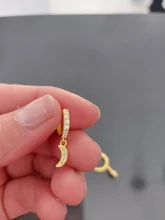 ROXI-Pendientes redondos de aro de lujo con forma de luna y estrella para mujer y niña, aretes de boda, Pendientes de cartílago de Plata de Ley 925, joyería