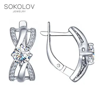 

SOKOLOV Silver drop earrings with stones with cubic zirconia fashion jewelry silver 925 women's male, long earrings