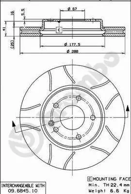 Диск тормозной передний MB W202/W203/W210 2.0-3.0D 95 BREMBO 09