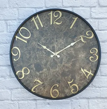 Markakanvas metalowy marmurowy wzór złoty (złoty) kolorowy zegar ścienny 50 cm tanie i dobre opinie TR (pochodzenie)