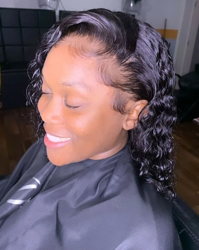 Deep Curly Brazilian Fake Scalp Full Lace Wig photo review