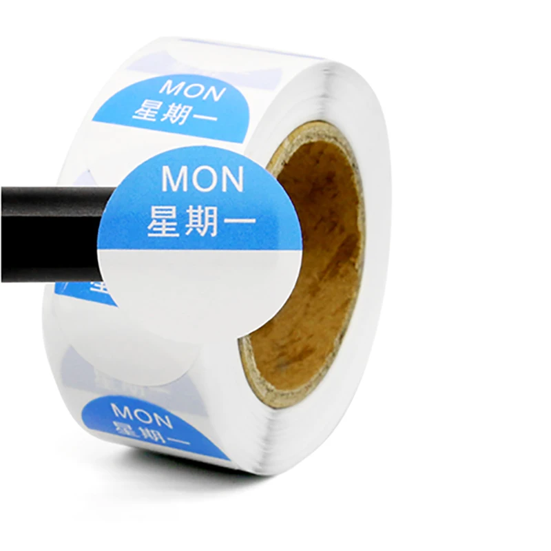 

Round Sticker Monday To Sunday, Company Warehouse Mark Label 25 * 25mm / 500Pcs 1 Set Of 7 Rolls