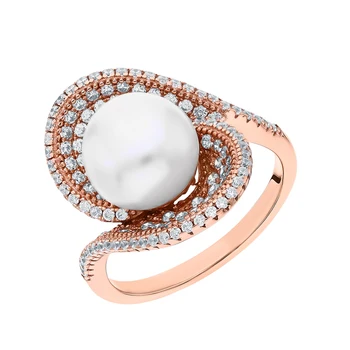 

Silver ring with pearls and cubic zirconium sunlight sample 925