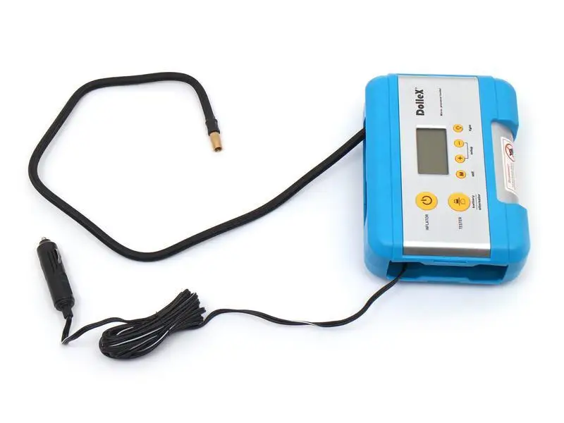 Компрессор DolleX 12V, 15 A, 7 Атм, 30 л/мин, предохр-ль, фонарь, цифровой манометр, тестер, сумка
