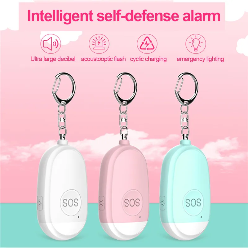 LLavero de alarma Personal, dispositivo de seguridad de autodefensa, recargable por USB, de 130dB