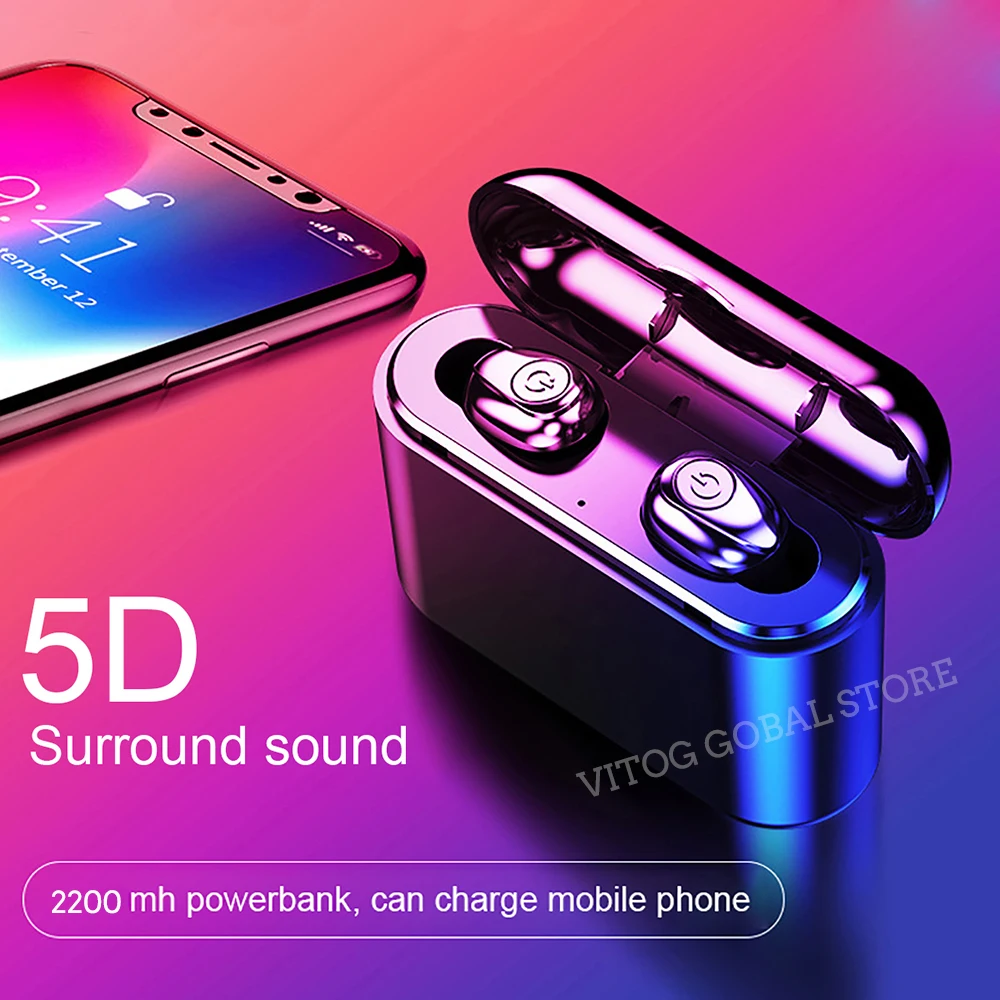 X8 Tws True Беспроводные Bluetooth 5 0 наушники 5D стерео мини водонепроницаемые IPX5 2200 мАч