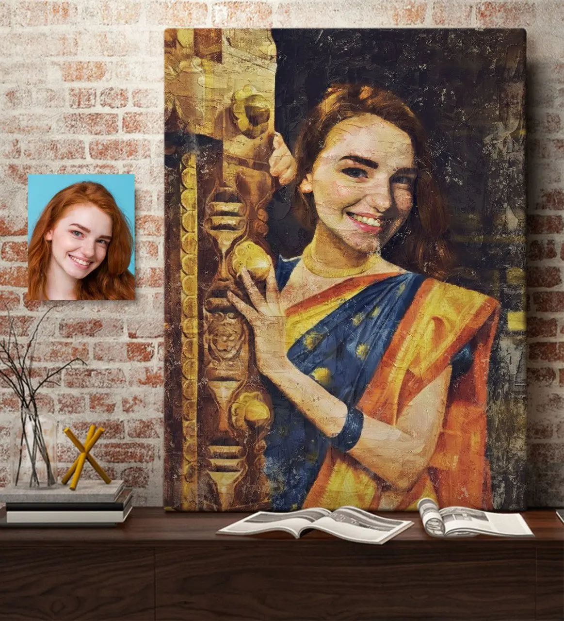 

Personalized Oil Painting Themed Artistic Canvas Table (70x100 cm.) 6