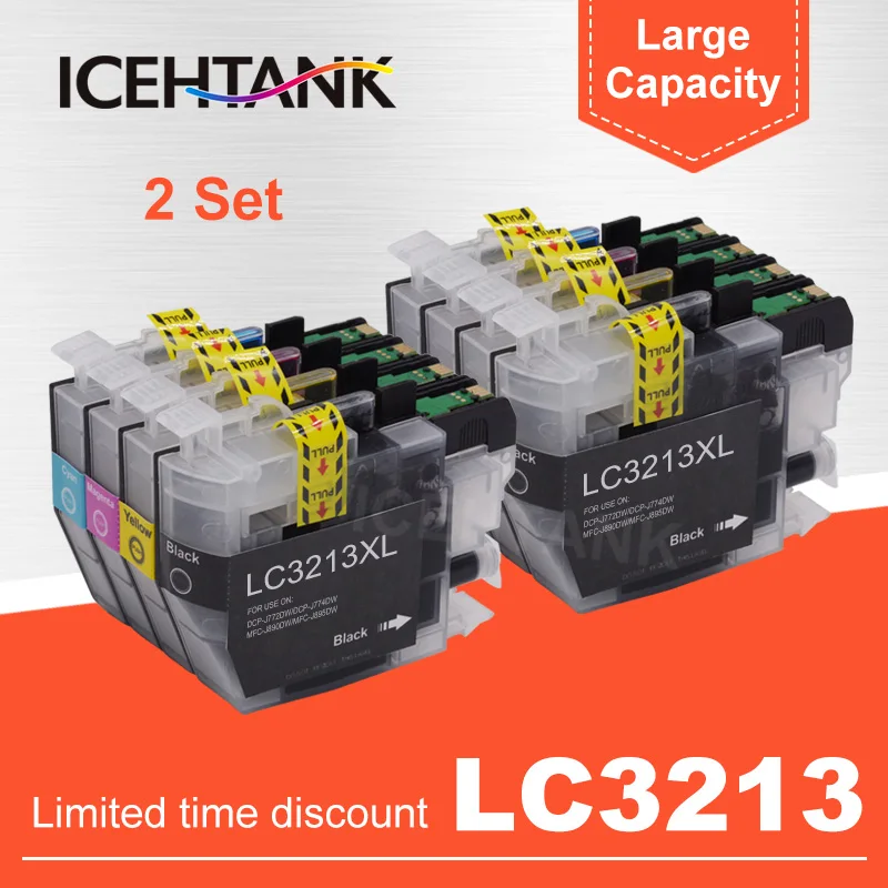 ICEHTANK 2 комплекта полный чернила LC 3213 совместимый чернильный картридж для принтера Brother DCP-J772DW DCP-J774DW MFC-J890DW MFC-J895DW принтеры
