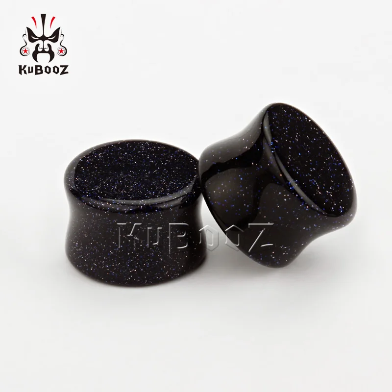 Wholesale Price High Polish Blue Sand Stone Ear Plugs Tunnels Expanders Piercing Body Jewelry Earring Gauges Stretchers 32PCS