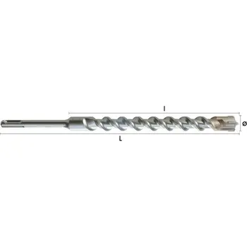 

DRILL BIT SDSPLUS 4 PRONG 30X250 MM REF.1223 2 PLAQ. 4 PRONG HOOK SDS PLUS (END EXIT)