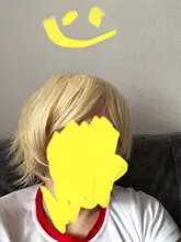 Ccutoo-Peluca de cabello sintético de 12 pulgadas, pelo corto Rubio peludo, capas esponjosas, fiesta, pelucas de Cosplay, Seraph of the End, Mikaela, Hyakuya