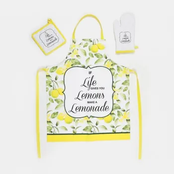 

Set Apron + Gripper + Mitten yellow Lemons