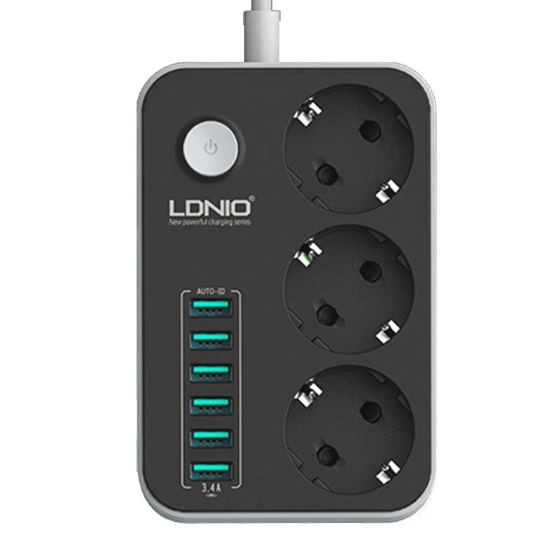 Cетевой фильтр(удлинитель) Ldnio Power Socket 3 розетки 6 USB SE3631