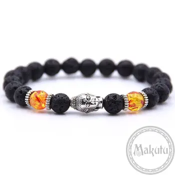 

Bracelet from lava with Amber (Buddha)