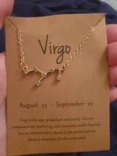 Signo del zodiaco de estrella de cartón para mujer, collares de constelación de 12, colgante de cristal dorado, collares de cadena de Gargantilla, joyería de regalo para cumpleaños