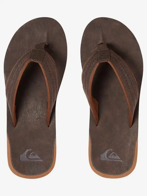 QUIKSILVER – Chanclas De Cuero Sintético Para Hombre Modelo Carver Nubuck Demitase, Sandalias Marrones Para Chico