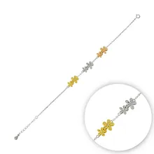 Серебряный 925 пробы циркониевый трехцветный браслет