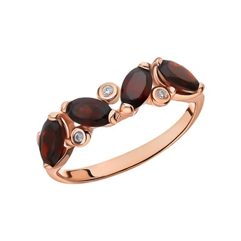 

Silver ring with cubic zirconia and Garnet sunlight sample 925