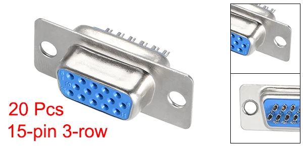 Uxcell 20 шт Connector разъем DB9 штекер/гнездо 9pin 15pin 2row/3row синий/черный порт терминальный адаптер Тип припоя