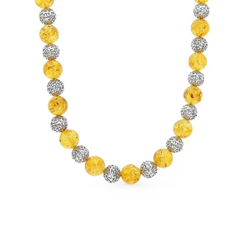 

Silver necklace with amber sunlight
