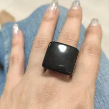 Anillos Vintage de resina negra con diseño geométrico para mujer, joyería de moda, anillo Simple para niña, venta al por mayor