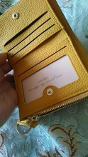Cartera de piel sintética suave para mujer, cartera amarilla de marca, monedero Mini con broche, tarjetero, billetera corta, Bolso pequeño Delgado, llavero con cremallera