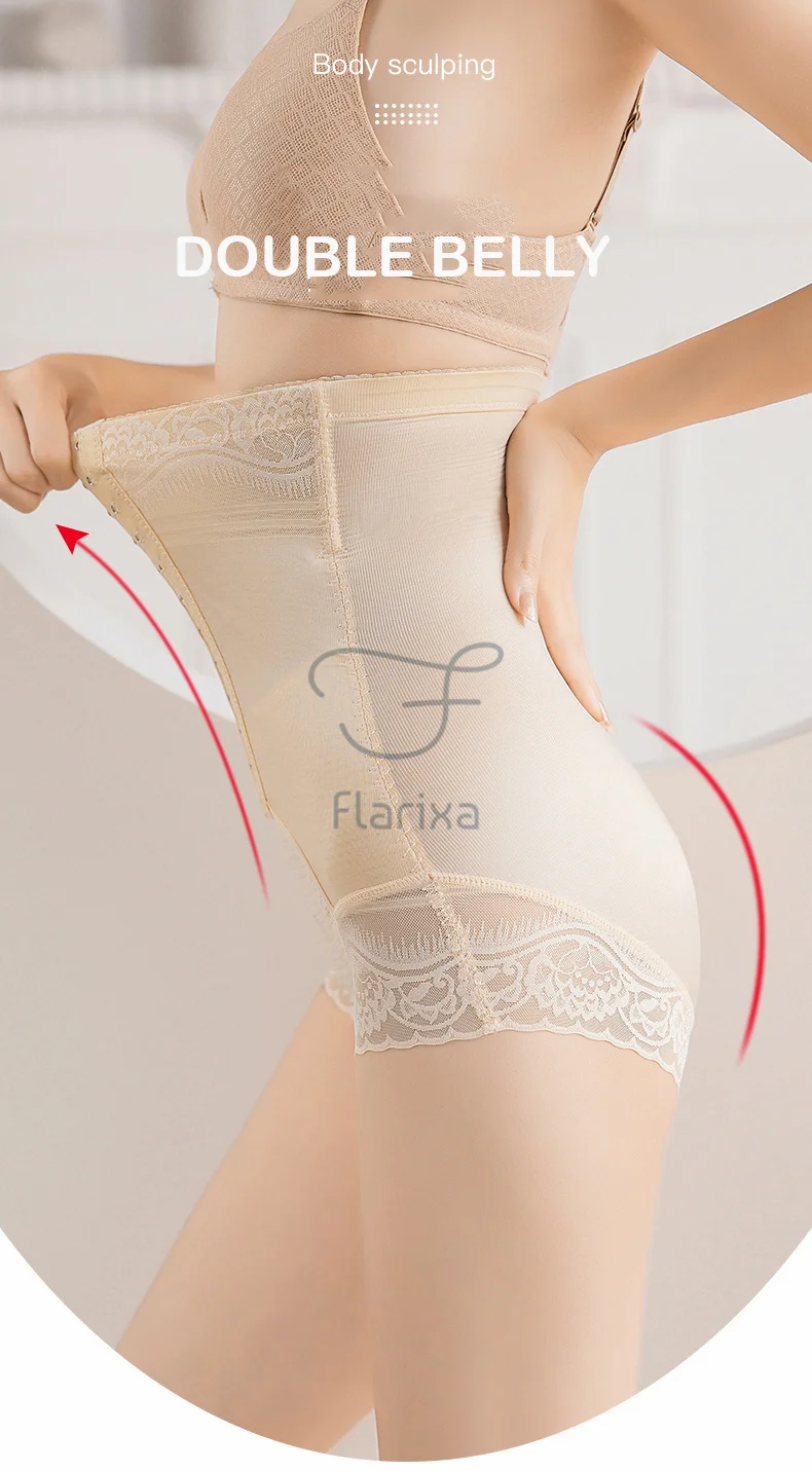 Flarixa Lace High Waist Hip Lift Shaping Briefs Adjustable Seamless Cartilage Shaping Women Pants Plus Size Body Shaping Panties best tummy control shapewear uk