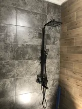 Uythner-Grifo de ducha efecto lluvia para pared, mezclador de agua para bañera, negro mate