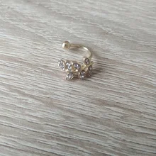 Pendientes de Clip de hoja de oro para mujer, sin Piercing, Puck Rock, Vintage, cristal, estrella, joya para oreja, regalos de joyería para niña