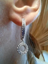 ANENJERY plata esterlina 925 1 par 26 alfabeto carta pendientes de aro inicial Zircon pendientes para Mujeres Hombres joyería de nombre S-E1169