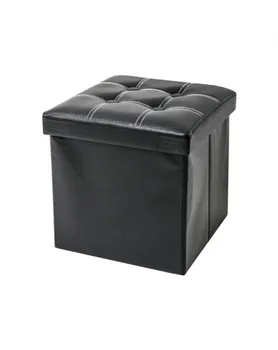 

Rebecca Mobili Pouffe Box Beanbag Footstool Cube Black Faux Leather 30x30x30