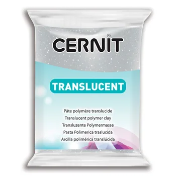 

Ce0920056 plastic polymer baked 'cernit 'translucent' transparent 56 gr. (080 silver with sequins)