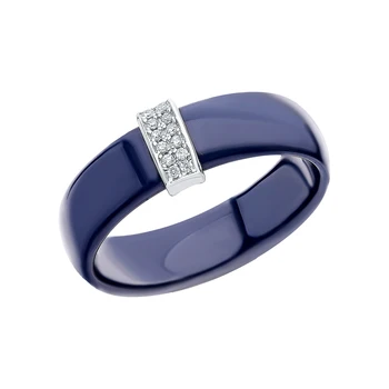 

Silver ring with ceramics and cubic zirconia sunlight