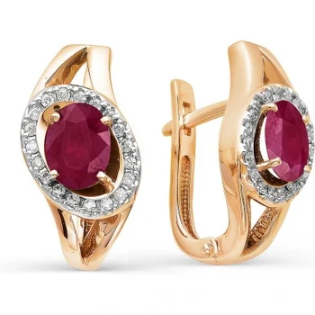 

Master brilliant earrings with rubies and diamonds in red gold