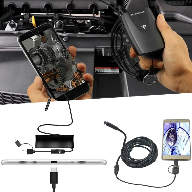 1 м/1,5 м/2 м 3 в 1 7 мм USB TYPE-C мобильный телефон эндоскоп камера Инспекционная камера для Android телефон ПК