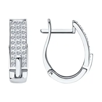 

Sokolov drop earrings with stones in white gold with diamonds, fashion jewelry, 585, women's male, long earrings