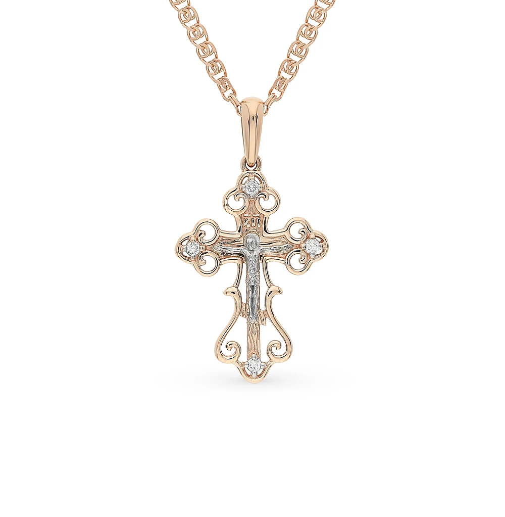 Купить Крестик С Фианитами Золотой Женский