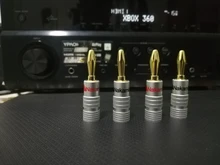 Conector de Banana de 4mm, conectores banana para altavoz de 24K, chapado en cobre y oro de 4mm, con poste de encuadernación de 4mm, 4 Uds.