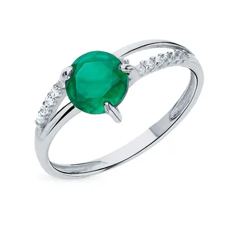 

Silver ring with cubic zirconia and agate sunlight sample 925