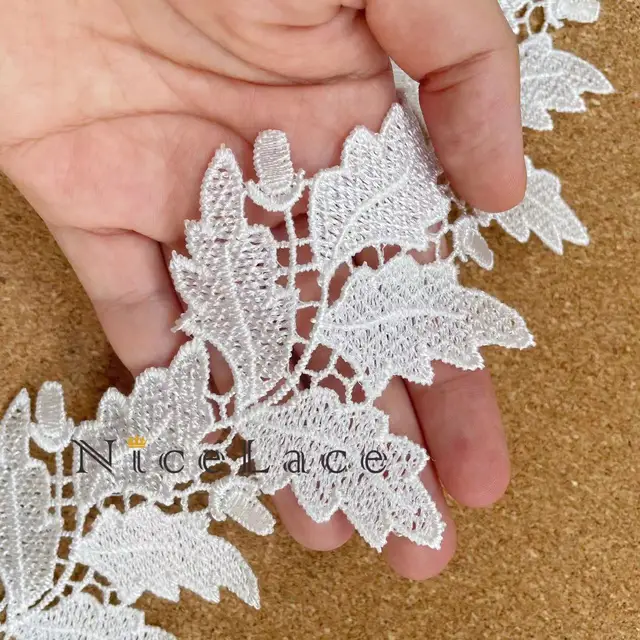 Delicate Leaf Fine Guipure Lace Trim Embroidered Leaf Tulle -  Norway