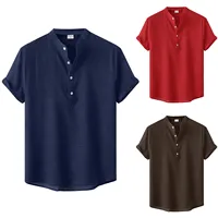 2022 Men's Solid Short Sleeve Shirts Spring And Summer Casual Lapel Large Size Beach Vacation Single-pocket Shirt Men Clothing - Image 3