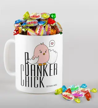 

Personalized Banker Mug and Haribo Candy Gift Seti-11