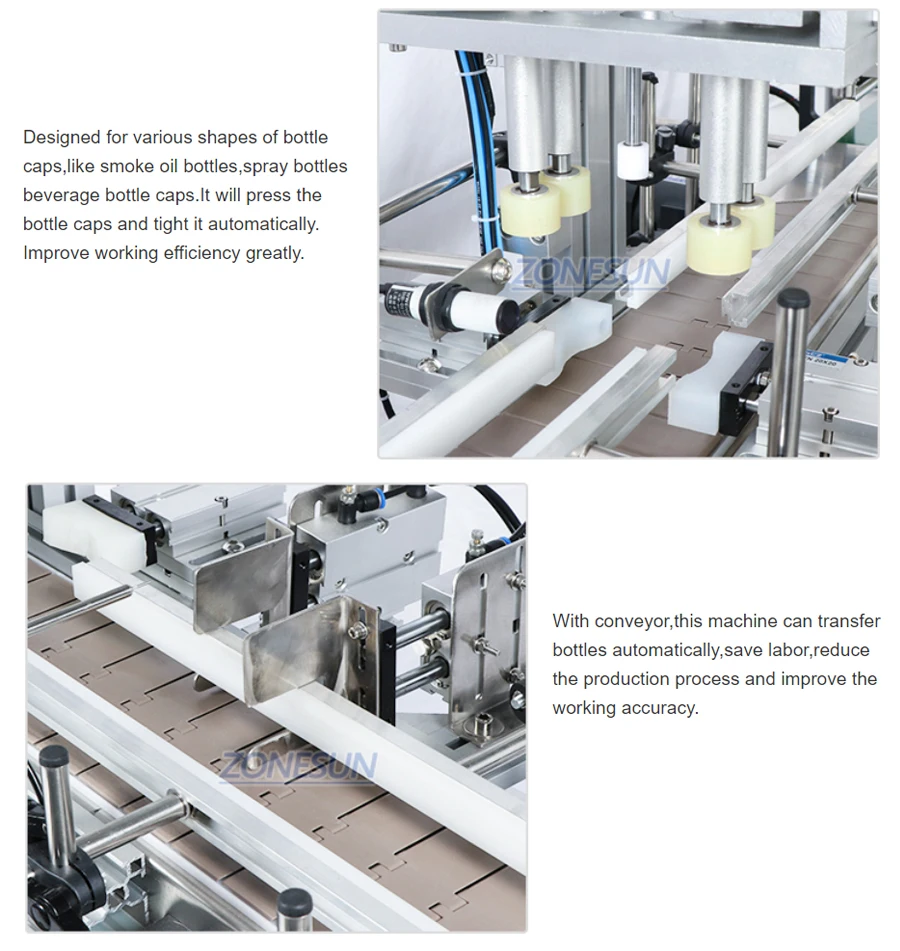 ZONESUN ZS-FAL180S Tabletop 4 Diving Heads Liquid Filling Capping Sealing Production Line