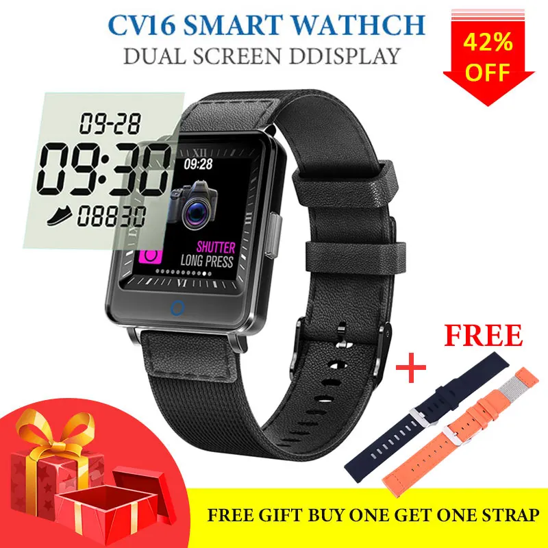 

CV16 Dual Screen Smart Watch Men Clock IP67 Waterproof Activity Fitness Tracker Smartwatch For android IOS phone Xiaomi