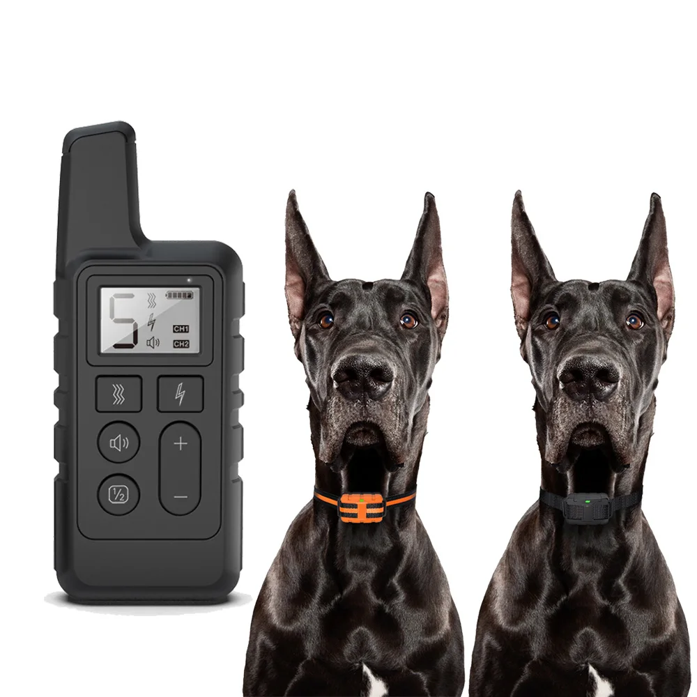 Orange Black Collar Водонепроницаемый Электрический против лая шок/вибрация/пчеловод тренировочный Воротник с 2 воротниками 100g2280 - Цвет: Orange Black Collar