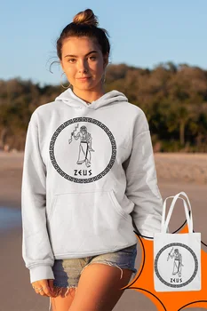

Angemiel Wear Greek God Zeus White Women 'S Hooded Sweatshirt Bags Kombin
